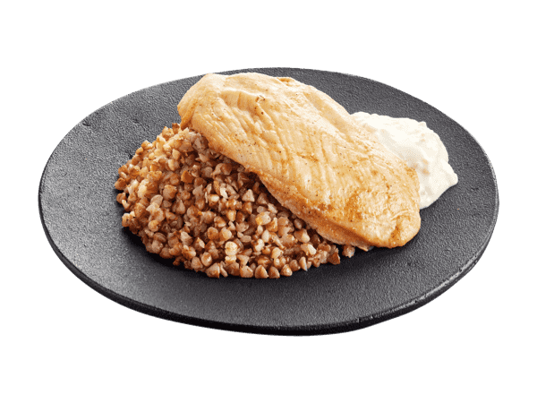 Томлёная куриная грудка с гарниром и соусом на выбор - Теремок